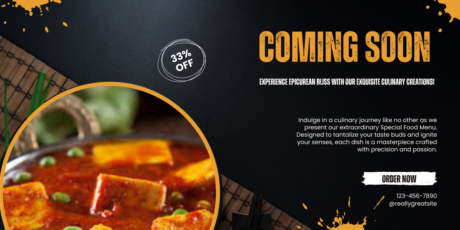 Yellow Elegant Food Menu Banner